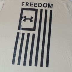 Under Armour Shirt Mens Large Tan Freedom Flag Gorpcore Patriotic USA America T