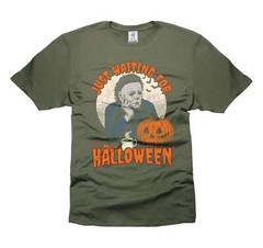 Mens Halloween t-shirt Michael Myers Shirt Just Waiting For Halloween Shirt