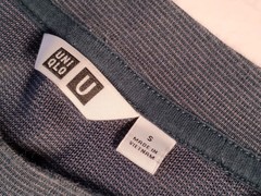 Uniqlo Airism Mens T-Shirt Striped School Work Casual Size S Charcoal