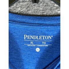 Pendleton Mens XL Blue Heathered Pocket T-Shirt National Park Stripe Accent