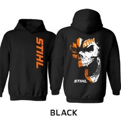 Retro Stihl Skull Hoodie, Fleece Lined Tactical, Classic