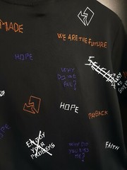 SELF MADE SCREEN PRINT AND EMBROIDERY T SHIRT-BLACK.