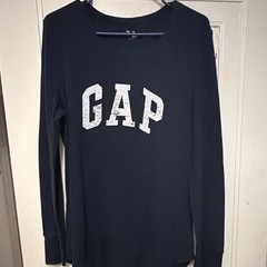Gap Men’s Black Long Sleeve Crew Neck Graphic Print T-Shirt, Size L