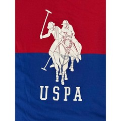 USPA U.S. Polo Assn Colorblock T-Shirt Red Blue Logo Graphic Size M
