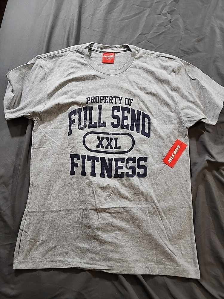 FULL SEND / NELK Property Of Full Send Fitness Gray Tee (T Shirt) Size Lg NWT