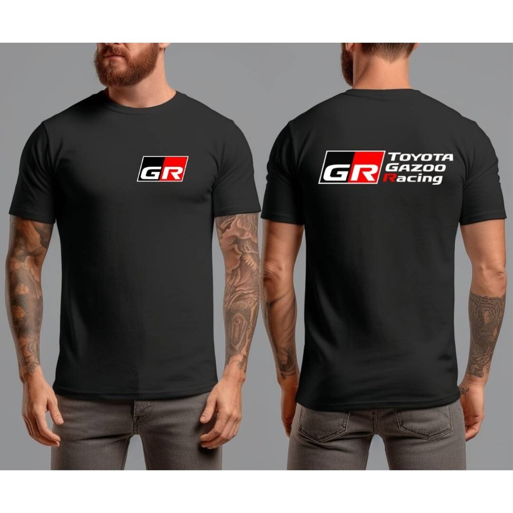 Toyota GR Gazoo Racing Logo Tshirt Front and Back Unisex Black Tee T-Shirt L