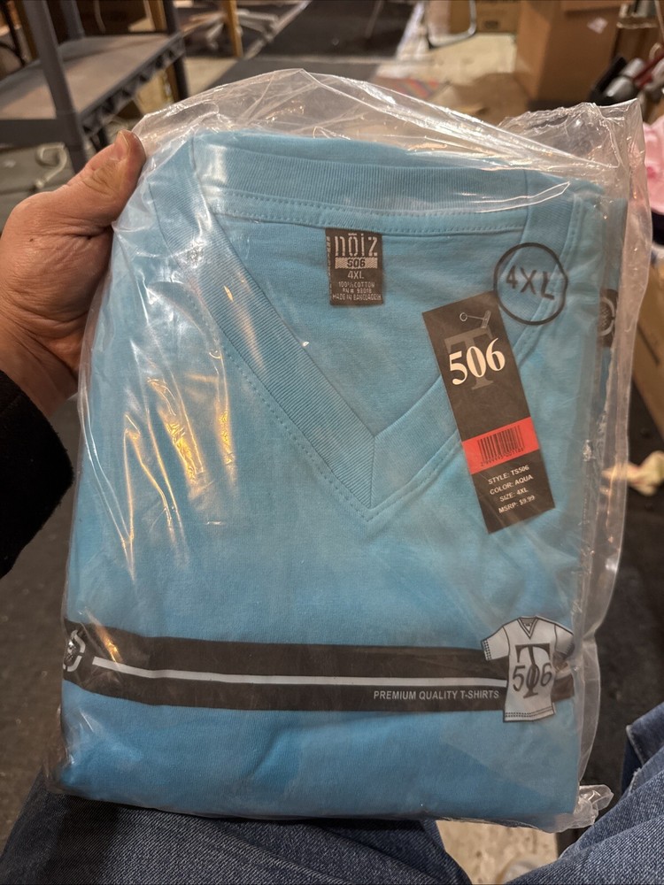 5 Pieces 4xL New Individually Wrapped Blue V-neck (excellent For Resale) Quality