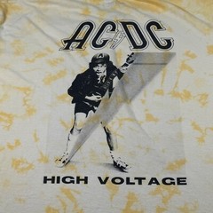 AC/DC Shirt Adult Extra Large Yellow Tie Dye High Voltage Rock Band Music Mens
