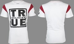 $79 TRUE RELIGION White SQUARE FOOTBALL Short Sleeve Designer Graphic T-shirt