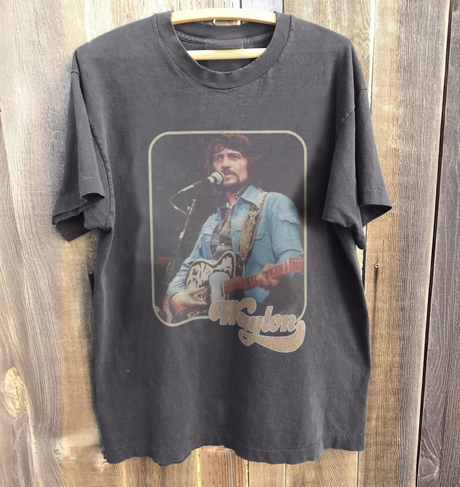 Waylon Jennings T-Shirt Outlaw Country Music Graphic Tee Cotton T-Shirt