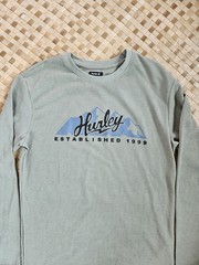 Hurley Thermal Shirt Mens Medium Green Long Sleeve Waffle Knit Surf Skate NEW