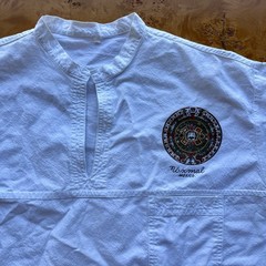 White Shirt Mens XL White Mexican Beach Casual Flour Sack Drawstring Tourist