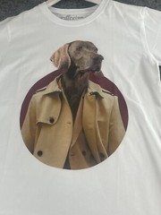 Off Prize Shirt Mens Medium Tee Dog Print White Slim Fit Cartoon Mafia Boss N131