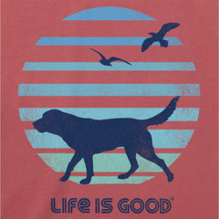 NWT Men’s Life Is Good Retro Dog Beach Walk Red SS Crusher Tee