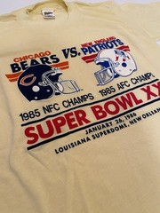 VTG Super Bowl XX Chicago Bears New England Patriots Small (34-36) TShirt NWOT