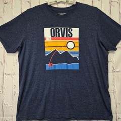 Orvis Classic Collection Mens XL Navy Blue Heather Fly Fishing Graphic T-Shirt