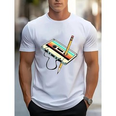Men’s 80s Cassette Tape Graphic T-Shirt – Retro Music Tee with Nostalgic Print
