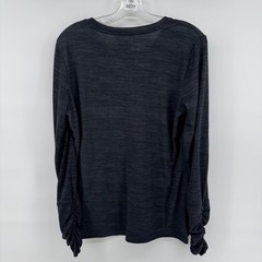 Muk Luks Mens Medium Tall Charcoal Heather Ruched Cuff Long Sleeve Crewneck Top