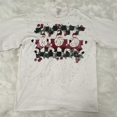 Vintage Fruit of the Loom Hand Painted Santa Claus Longsleeve Shirt Size L