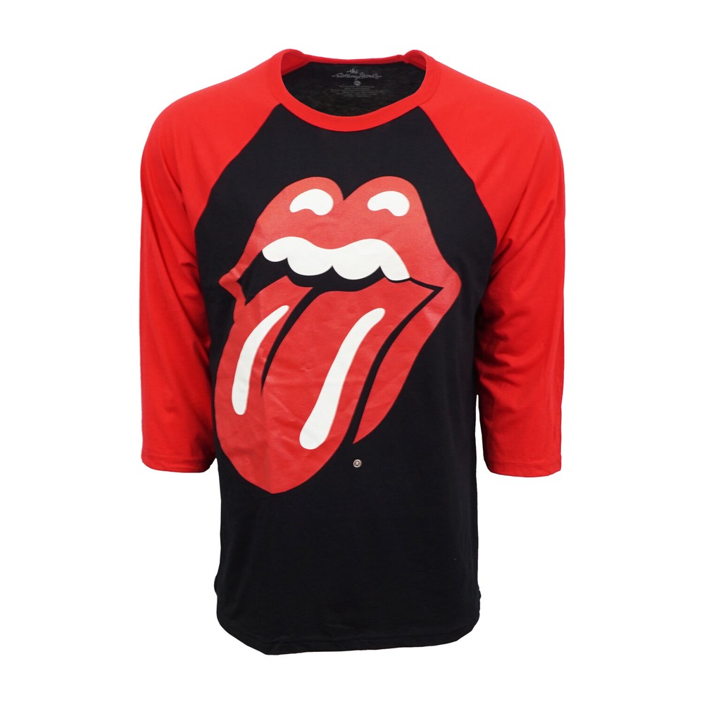THE ROLLING STONES MENS BLACK RAGLAN T SHIRT