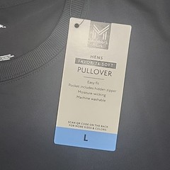 Members Mark Mens Pullover Large Size Black Long Sleeves Top with Zip Pocket