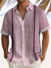 Men’s Casual Short Sleeve Guayabera Cuban Beach Wedding Button-Up Dress Shirt