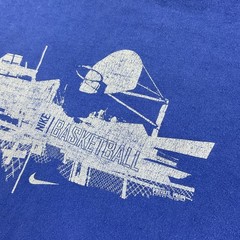 Vintage Nike T-Shirt Men Sz L Basketball Court Y2K Distressed Blue Crewneck