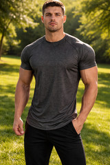 Crew Neck Gym Men’s Muscle Slim Fit T Shirt Streetwear Solid Colors