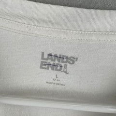 Lands End Mens White Ribbed Cotton L/S Henley Classic Basic Layer Soft Shirt L