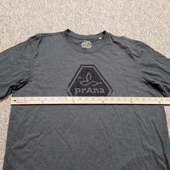 PrAna Shirt Mens XL Grey Pullover Cotton Graphic Logo Casual Outdoors