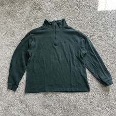 IZOD 1/4 Zip Pullover Mens Large L Forest Green 100% Cotton Mock Neck Sweatshirt
