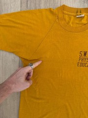 vintage 70s Champion Physical Education Tee M USA Single Stitch SWTSU Texas Uni