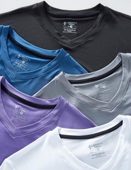 5 Pack Mens V-Neck Dry Fit Active T-Shirts, Athletic Short Sleeve Workout Top…