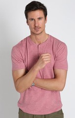 Jachs New York T-Shirt Stretch Poly Viscose Short Sleeve Henley Sz Small
