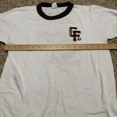 Vintage 80s Made In USA CF Band Ringer T Shirt Size L White Single Stitch Tiger