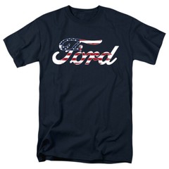 Ford American Flag Logo Licensed Adult T-Shirt