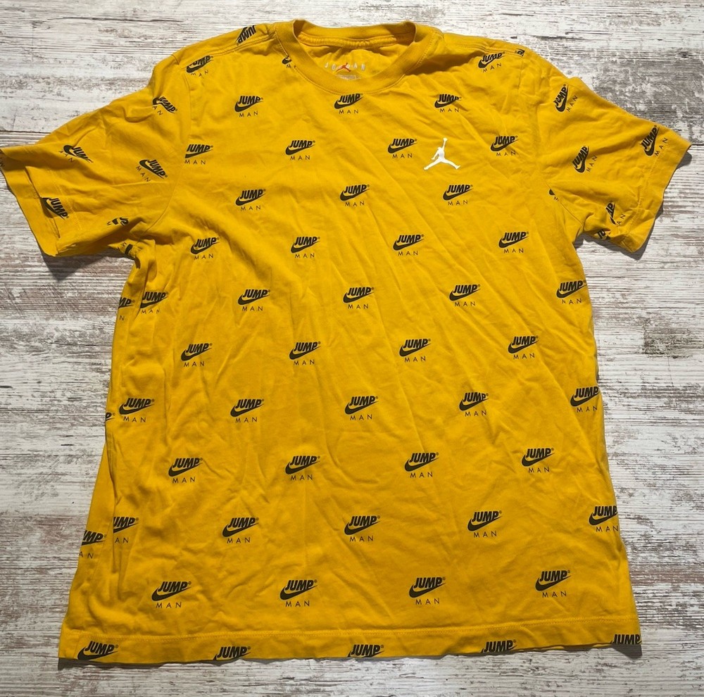 Nike Jordan Jumpman All Over Print Yellow T Shirt Men’s Size Large