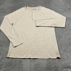Faherty Cloud Cotton Henley Shirt Mens Medium Tan Long Sleeve Pima Cotton Modal