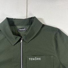 Tenore Zip Up Shirt Jacket Polo Short Sleeve Green Logo Pocket Men’s L