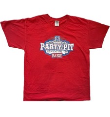 Vintage 99.5 WYCD Detroit Ram Party Pit Graphic T Shirt Red Gildan Size L