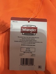 Wrangler Workwear~Men Long Sleeve Pocket T-Shirt~Small 34”-36”~Bright Orange~NWT