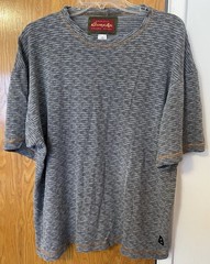 Vintage 90s Bronze Age Striped T Shirt Size M Skate Surf Tee USA Y2K Fish Logo