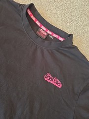 Mens Barbie Graphic T-shirt SZ LARGE Black & Pink 100% Cotton Front & Back