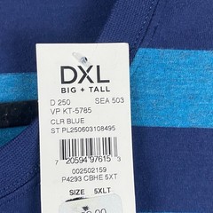 Harbor Bay HB Big & Tall T Shirt Size 5XLT Blue Stripe Short Sleeve Crew Neck
