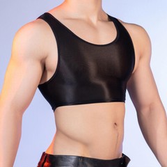 Lingerie Half Tank Top Glossy Vest Workout Sports Bras Sleeveless Undershirt