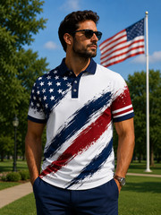 USA 250th Anniversary Golf Polo Shirt 1776-2026 American Flag Patriotic S-5XL