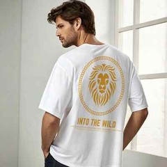 Men motivational graphic text printed oversized white T-shirt