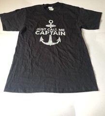 Just Call Me Captain Mens t-shirt Black Cotton SS Anchor Nautical Coastal Medium