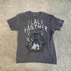 Marvel Shirt Mens L Gray Black Panther Graphic Crew Neck Tagless Cotton Blend