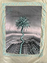 LIRA Graphic Tee Palm Tree T-Shirt Beige Grey Pink Blue Size Small